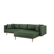 Cali bank met chaise longue rechts of links gedraaid met 4 kussens groen.