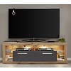 Rock TV-meubel 150 cm 1 klep, 4 open vakken Wotan eiken decor, grijs Matera decor.