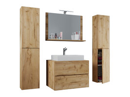 LendasXL badkamer 80 cm, spiegel, honing eiken decor.