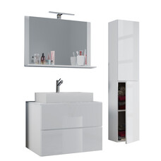 LendasL badkamer 60 cm, spiegel, wit