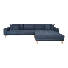 ebuy24 Lido bank , loungebank rechts gericht met 4 kussens donkerblauw.