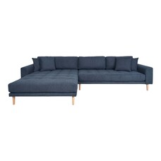 ebuy24 Lido bank , loungebank links gericht met 4 kussens donkerblauw.