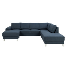 ebuy24 Calverton hoekbank chaise longue links gericht donkerblauw.