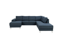 ebuy24 Calverton hoekbank chaise longue links gericht donkerblauw.