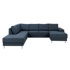 ebuy24 Calverton hoekbank chaise longue rechts gericht donkerblauw.