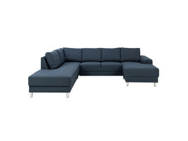 ebuy24 Calverton hoekbank chaise longue rechts gericht donkerblauw.