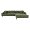 ebuy24 Lido bank bank met chaise longue rechts gericht 4 kussens groen.