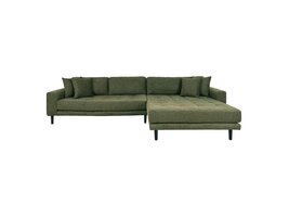 ebuy24 Lido bank bank met chaise longue rechts gericht 4 kussens groen.