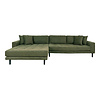 ebuy24 Lido bank bank met chaise longue links gericht 4 kussens groen.