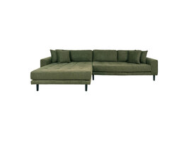 ebuy24 Lido bank bank met chaise longue links gericht 4 kussens groen.