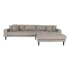 ebuy24 Lido bank bank met chaise longue rechts gericht 4 kussens bruin.