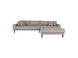 ebuy24 Lido bank bank met chaise longue rechts gericht 4 kussens bruin.