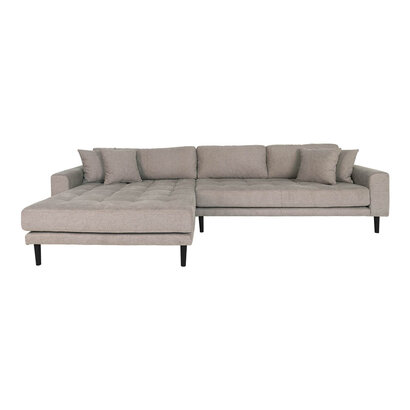 ebuy24 Lido bank bank met chaise longue links gericht 4 kussens bruin.