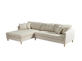 ebuy24 Marino Deluxe bank met chaise longue rechts of links gedraaid met kussens fluweel zandkleurig.