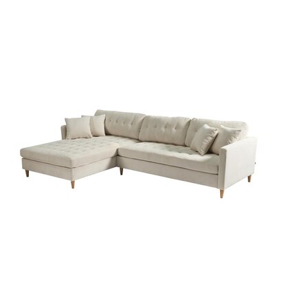 ebuy24 Marino Deluxe bank met chaise longue rechts of links gedraaid met kussens fluweel zandkleurig.