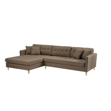 ebuy24 Marino Deluxe bank met chaise longue rechts of links gedraaid met kussens stof bruin.