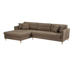 ebuy24 Marino Deluxe bank met chaise longue rechts of links gedraaid met kussens stof bruin.