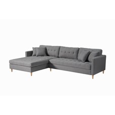 ebuy24 Marino Deluxe bank met chaise longue rechts of links gedraaid met kussens stof grijs.