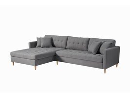 ebuy24 Marino Deluxe bank met chaise longue rechts of links gedraaid met kussens stof grijs.