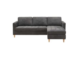 ebuy24 Firenze bank met chaise longue donkergrijs.