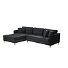 ebuy24 Marino Deluxe bank met chaise longue rechts of links gedraaid met kussens velours zwart.