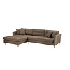 ebuy24 Marino Deluxe bank met chaise longue rechts of links gedraaid met kussens stof bruin.