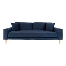 ebuy24 Lido bank 3 pers. velours incl. 2 sierkussens, blauw.