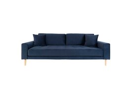 ebuy24 Lido bank 3 pers. velours incl. 2 sierkussens, blauw.