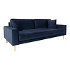 ebuy24 Lido bank 3 pers. velours incl. 2 sierkussens, blauw.