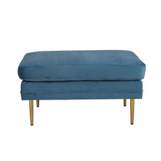 ebuy24 Boom poef, hocker velours blauw, messing.