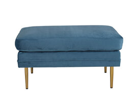 ebuy24 Boom poef, hocker velours blauw, messing.