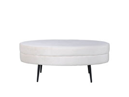 ebuy24 Otto poef, hocker velours offwhite.
