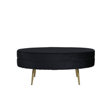 ebuy24 Otto poef, hocker velours zwart, messing.