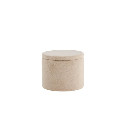 ebuy24 Dunken poef, hocker met opbergruimte Ã˜51cm teddystof beige.