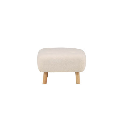 ebuy24 Salina poef, hocker teddystof naturel, wit.