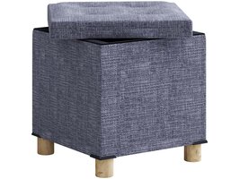 ebuy24 SizosM poef hocker met opslag lichtgrijs.