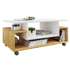 ebuy24 Nilda salontafel 2 planken eik decor, wit.