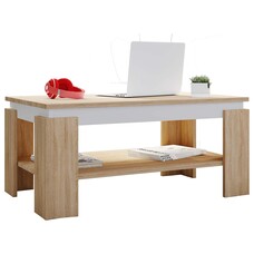 ebuy24 Rolas salontafel 1 plank eik decor, wit.