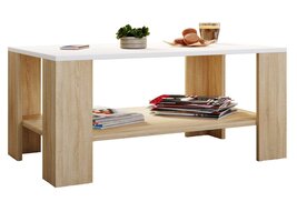 ebuy24 Dalus salontafel 1 plank eik decor, wit.