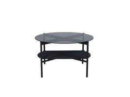 ebuy24 VonStaf salontafel met plank Ã˜80 cm glas zwart.