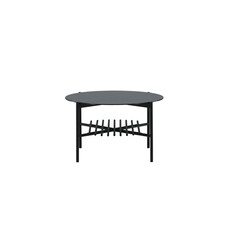 ebuy24 VonStaf salontafel met plank Ø80 cm glas zwart marmor decor.