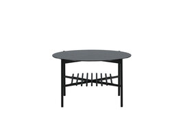 ebuy24 VonStaf salontafel met plank Ã˜80 cm glas zwart marmor decor.