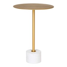 ebuy24 Lecco salontafel , bijzettafel Ø41cm marmer messing, marmer.