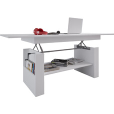 ebuy24 Kobila salontafel met in hoogte verstelbaar tafelblad, 1 legplank en 2 vakkenwit.