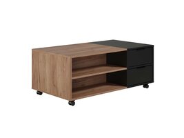 ebuy24 Kendo salontafel 2 laden, 6 planken, eik decor, zwart mat.