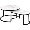 ebuy24 Spir salontafel Ã˜70cm, 2 stuks marmer decor wit.