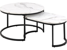 ebuy24 Spir salontafel Ã˜70cm, 2 stuks marmer decor wit.