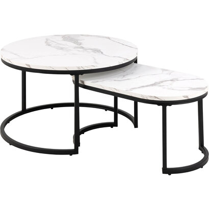 ebuy24 Spir salontafel Ã˜70cm, 2 stuks marmer decor wit.