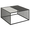 ebuy24 Stig salontafel 80x80 cm glas rookkleurig, zwart marmer decor.