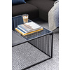ebuy24 Stig salontafel 80x80 cm glas rookkleurig, zwart marmer decor.